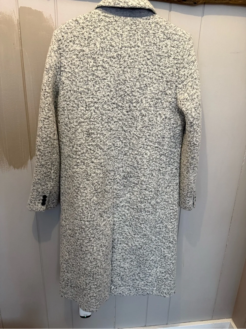 LOFT Black and White Bouclé Single-Breasted Pea Coat - Lined, Heavy Weight